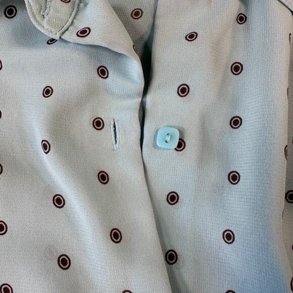 Covington Blouse Womens XL Light Blue with Brown Polka Dots Button Up Dressy - Picture 4 of 8